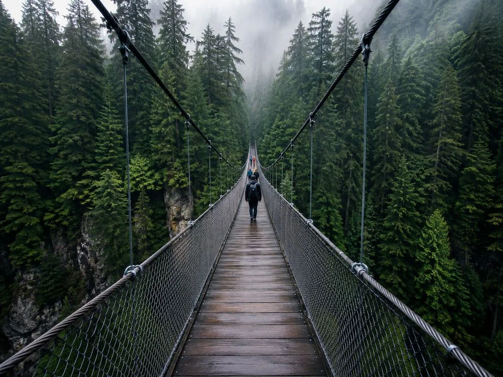 Le Capilano Suspension Bridge, long de 137 m et situé à 70 m au-dessus de la rivière